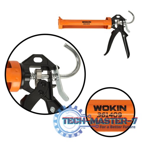 Pistolet wyciskacz do silikonu akrylu kleju kartuszy mas obrotowy korpus 360 255mm WOKIN Pistolet wyciskacz do silikonu akrylu kleju kartuszy mas obrotowy korpus 360 255mm WOKIN