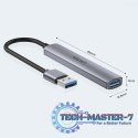 Hub USB-A; 3x USB-A 2.0; 1x USB-A 5 Gbps Aluminiowy