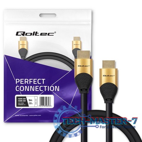 Kabel HDMI v2.1 Ultra High Speed 8K | 60Hz | 26AWG | 5m Złoty Kabel HDMI v2.1 Ultra High Speed 8K | 60Hz | 26AWG | 5m Złoty