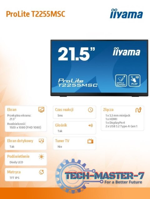 Monitor 21.5 cala T2255MSC-B1 POJ.10PKT.IPS,HDMI,DP,2xUSB 3.0 Monitor 21.5 cala T2255MSC-B1 POJ.10PKT.IPS,HDMI,DP,2xUSB 3.0