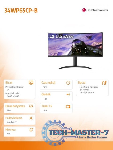 Monitor 34WP65CP-B 34 cale UltraWide QHD HDR10 FreeSync Monitor 34WP65CP-B 34 cale UltraWide QHD HDR10 FreeSync