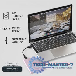 Obudowa | Kieszeń na dysk SSD HDD 2.5 cala | SATA | USB 3.0 | Super speed 5Gb/s | 2TB | Różowy
