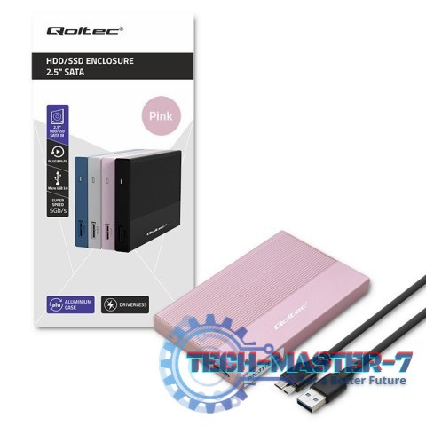 Obudowa | Kieszeń na dysk SSD HDD 2.5 cala | SATA | USB 3.0 | Super speed 5Gb/s | 2TB | Różowy Obudowa | Kieszeń na dysk SSD HDD 2.5 cala | SATA | USB 3.0 | Super speed 5Gb/s | 2TB | Różowy