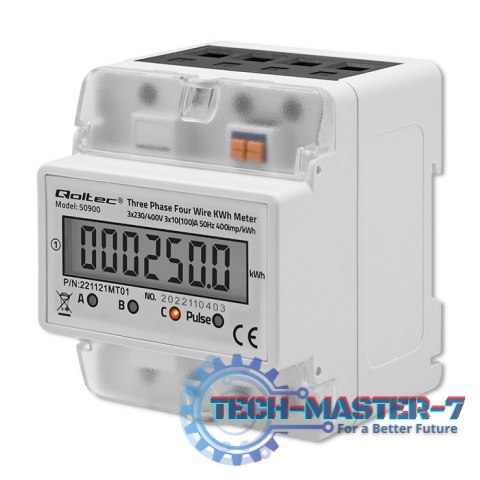 Trójfazowy elektroniczny licznik | miernik zużycia energii na szynę DIN | 400V | LCD | 4P Trójfazowy elektroniczny licznik | miernik zużycia energii na szynę DIN | 400V | LCD | 4P