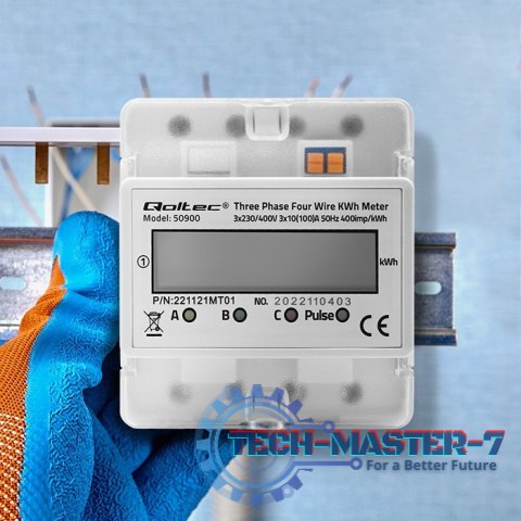 Trójfazowy elektroniczny licznik | miernik zużycia energii na szynę DIN | 400V | LCD | 4P Trójfazowy elektroniczny licznik | miernik zużycia energii na szynę DIN | 400V | LCD | 4P