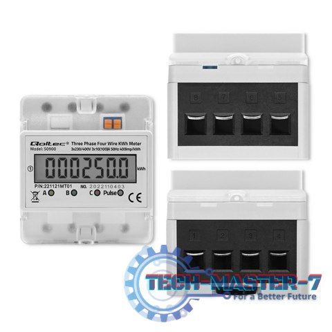 Trójfazowy elektroniczny licznik | miernik zużycia energii na szynę DIN | 400V | LCD | 4P Trójfazowy elektroniczny licznik | miernik zużycia energii na szynę DIN | 400V | LCD | 4P