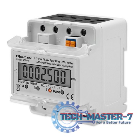 Trójfazowy elektroniczny licznik | miernik zużycia energii na szynę DIN | 400V | LCD | 4P Trójfazowy elektroniczny licznik | miernik zużycia energii na szynę DIN | 400V | LCD | 4P