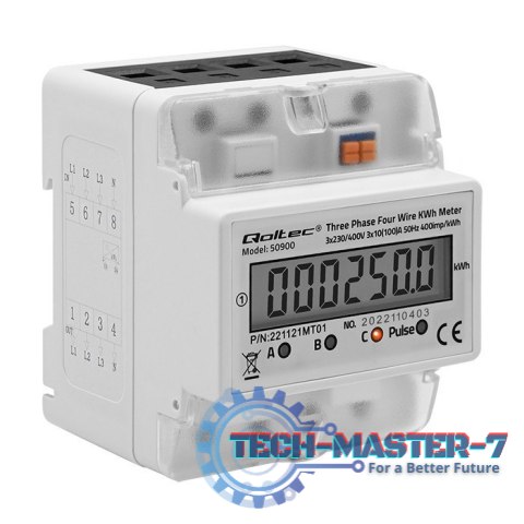 Trójfazowy elektroniczny licznik | miernik zużycia energii na szynę DIN | 400V | LCD | 4P Trójfazowy elektroniczny licznik | miernik zużycia energii na szynę DIN | 400V | LCD | 4P