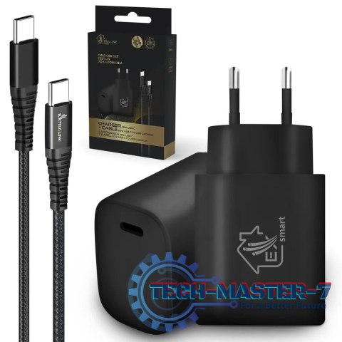 Zestaw Smart Life USB Type-C do Type-C, 200cm,Czarny + Ładowarka18W PD3.0 czarna Zestaw Smart Life USB Type-C do Type-C, 200cm,Czarny + Ładowarka18W PD3.0 czarna