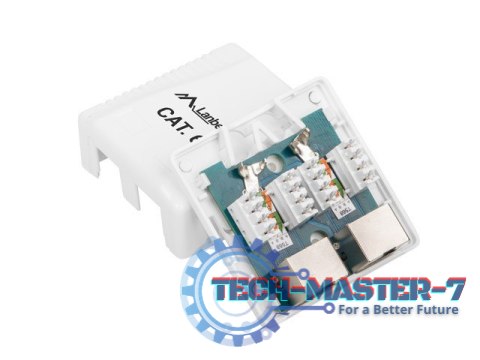 Gniazdo natynkowe 2x RJ45 Kat.6 białe ekranowane Gniazdo natynkowe 2x RJ45 Kat.6 białe ekranowane