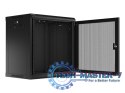 Szafa wisząca 19 cali 12U 600x450 drzwi perforowane (flat pack) czarna