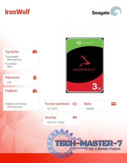Dysk IronWolf 3TB 3.5'' 256MB ST3000VN006