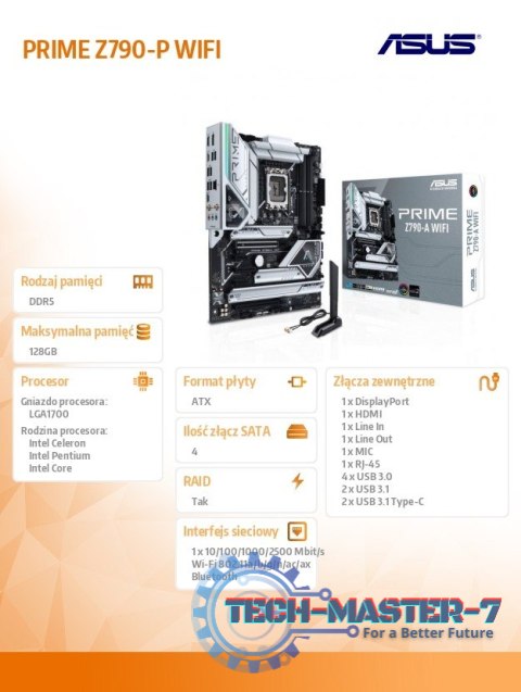 Płyta główna PRIME Z790-P WIFI s1700 4DDR5 HDMI/DP ATX Płyta główna PRIME Z790-P WIFI s1700 4DDR5 HDMI/DP ATX