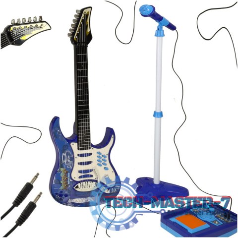 Gitara elektryczna rockowa ze wzmacniaczem mikrofonem dla dzieci niebieska Gitara elektryczna rockowa ze wzmacniaczem mikrofonem dla dzieci niebieska