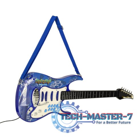 Gitara elektryczna rockowa ze wzmacniaczem mikrofonem dla dzieci niebieska Gitara elektryczna rockowa ze wzmacniaczem mikrofonem dla dzieci niebieska