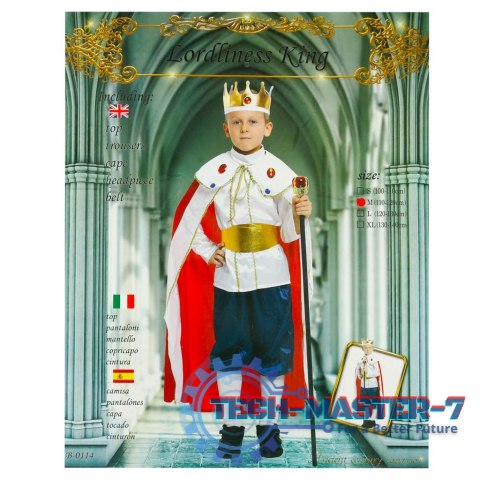 Kostium strój karnawałowy przebranie król korona peleryna jasełka rozmiar M 110-120cm Kostium strój karnawałowy przebranie król korona peleryna jasełka rozmiar M 110-120cm