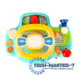 Zabawka interaktywna kierownica dla dzieci symulator muzyka dźwięki niebieska