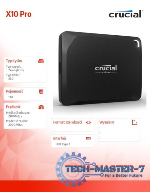 Dysk SSD X10 Pro 1TB USB-C 3.2 Gen2 2x2 Dysk SSD X10 Pro 1TB USB-C 3.2 Gen2 2x2