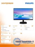 Monitor 23.8 243V7QDSB IPS DVI HDMI Czarny