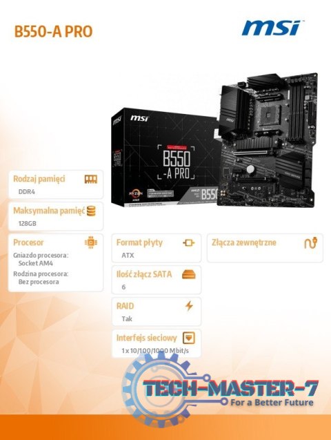 Płyta główna B550 A-PRO AM4 4DDR4 HDMI/DP M.2 ATX Płyta główna B550 A-PRO AM4 4DDR4 HDMI/DP M.2 ATX