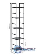 Regał drewniany nowoczesny metalowa rama LOFT 5 półek czarny ModernHome ModernHome