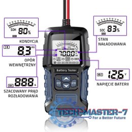 Cyfrowy tester akumulatora z wyświetlaczem LCD | 12V | 24V | 3Ah-250Ah