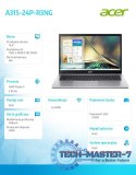 Laptop Aspire 3 A315-24P-R3NG Ryzen 5 7520U 15,6 FHD 8GB SSD 512GB NoOS Srebrny
