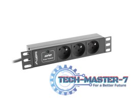 Listwa zasilająca Rack PDU 10 cali 1U 3x 230V PL 2m 10A czarna C14