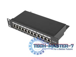 Patch Panel 12 Port 1U 10 cali kat.5e ekranowany czarny