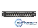 Patch Panel 12 Port 1U 10 cali kat.5e ekranowany czarny