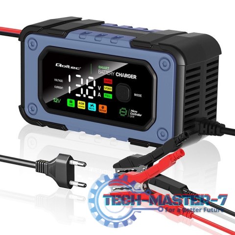 Prostownik do akumulatora z funkcją naprawy | Inteligentna mikroprocesorowa ładowarka | 12V | 7A | LED | 4 tryby Prostownik do akumulatora z funkcją naprawy | Inteligentna mikroprocesorowa ładowarka | 12V | 7A | LED | 4 tryby