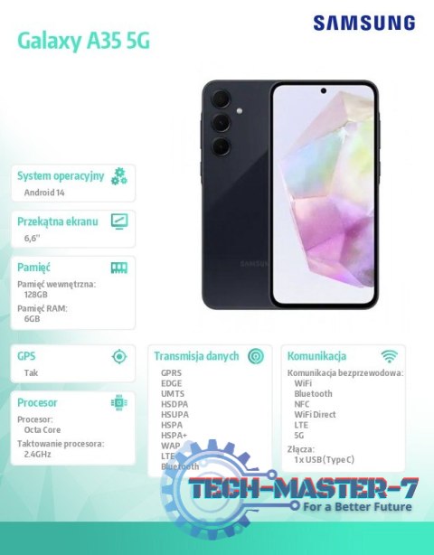 Smartfon GALAXY A35 DualSIM 5G 6/128GB Enterprise Czarny Smartfon GALAXY A35 DualSIM 5G 6/128GB Enterprise Czarny