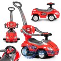 Autko jeździk, chodzik, pchacz 3w1 deluxe klakson - czerwone MULTISTORE