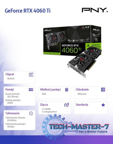 Karta graficzna GeForce RTX 4060 Ti 8GB VERTO OC DUAL FAN DLSS 3 Karta graficzna GeForce RTX 4060 Ti 8GB VERTO OC DUAL FAN DLSS 3