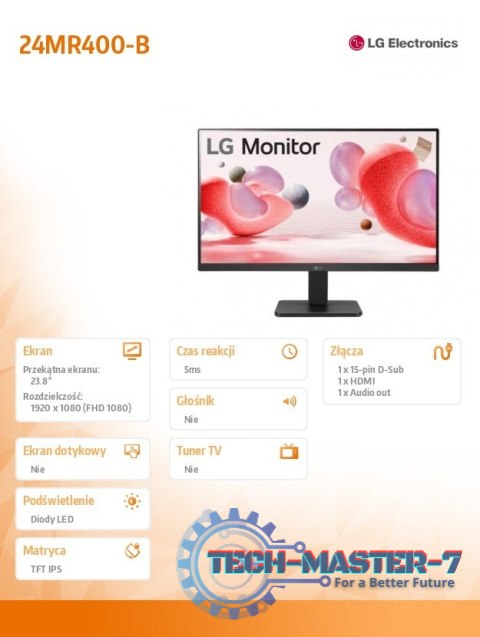 Monitor 24MR400-B 23.8 cala IPS FHD AMD FreeSync Monitor 24MR400-B 23.8 cala IPS FHD AMD FreeSync