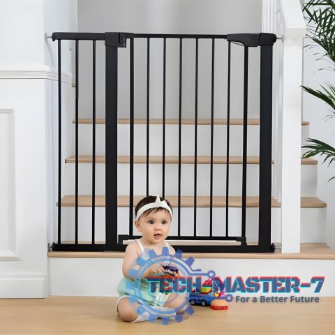 Bramka barierka zabezpieczająca 74-105 cm na schody i drzwi stal dodatkowe panele czarna ECOTOYS ECOTOYS Bramka barierka zabezpieczająca 74-105 cm na schody i drzwi stal dodatkowe panele czarna ECOTOYS ECOTOYS