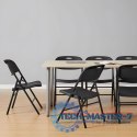 Komplet 2 krzeseł składanych zestaw cateringowy metal HDPE czarne ModernHome ModernHome