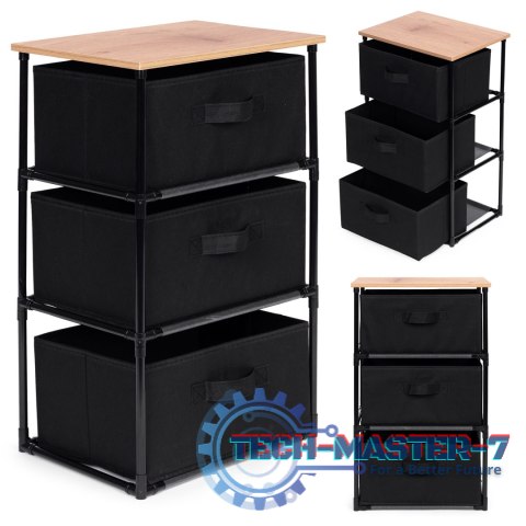Szafka regał organizer tekstylny z wyciąganymi koszami 3 poziomy loft czarna ModernHome ModernHome Szafka regał organizer tekstylny z wyciąganymi koszami 3 poziomy loft czarna ModernHome ModernHome