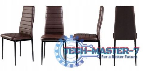 Zestaw krzeseł do jadalni salonu z ekoskóry 4 szt. wysokie oparcie - brązowe ModernHome ModernHome Zestaw krzeseł do jadalni salonu z ekoskóry 4 szt. wysokie oparcie - brązowe ModernHome ModernHome