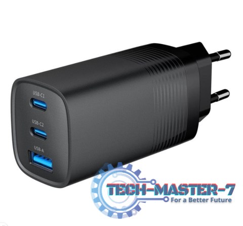 GEMBIRD SZYBKA ŁADOWARKA USB POWER DELIVERY USB TYPU C, 3X USB, 65 W, GAN CZARNA GEMBIRD SZYBKA ŁADOWARKA USB POWER DELIVERY USB TYPU C, 3X USB, 65 W, GAN CZARNA