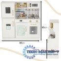 Kuchnia dla dzieci drewniana z lodówką listą zakupów światło LED + akcesoria garnki sztućce duża 80cm