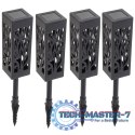 Lampa solarna ogrodowa ażurowa latarenka lamion LED czujnik zmierzchu wbijana 4szt.