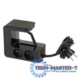 Przedłużacz klip 4x2P+Z +2USB Czarny 1,5m
