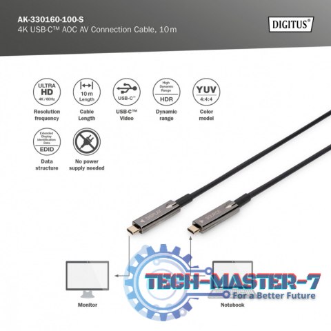 Kabel połączeniowy hybrydowy AOC USB 3.1 Typ C/USB Typ C 4K 60Hz 10m Kabel połączeniowy hybrydowy AOC USB 3.1 Typ C/USB Typ C 4K 60Hz 10m