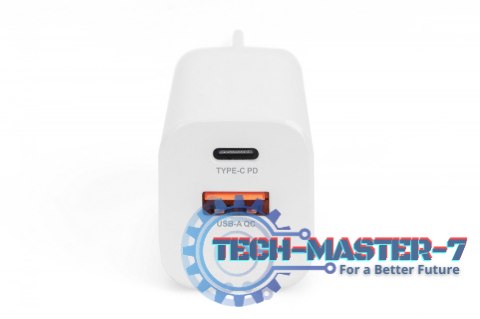 Ładowarka sieciowa zasilacz 1x USB-A 12W 1x USB-C 18W PD 3.0 max. 30W Biała Ładowarka sieciowa zasilacz 1x USB-A 12W 1x USB-C 18W PD 3.0 max. 30W Biała