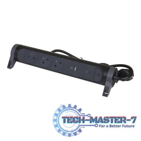 Przedłużacz 3x2PZ + USB A/C 1,5m czarny Przedłużacz 3x2PZ + USB A/C 1,5m czarny