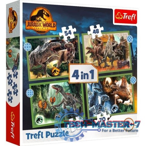 Puzzle 4w1 Groźne dinozaury Jurassic World Puzzle 4w1 Groźne dinozaury Jurassic World