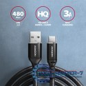 BUCM-AM10AB Kabel USB-C - USB-A, 1.0m USB 2.0, 3A, ALU, oplot Czarny