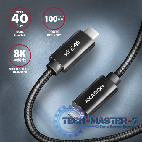 BUCM432-CM10AB Kabel USB-C - USB-C, USB4 Gen 3x2 1m, PD 100W, 8K HD, ALU, oplot Czarny BUCM432-CM10AB Kabel USB-C - USB-C, USB4 Gen 3x2 1m, PD 100W, 8K HD, ALU, oplot Czarny