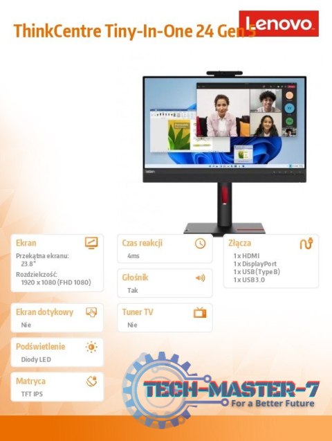Monitor 23.8 ThinkCentre Tiny-in-One 24 Gen 5 WLED with Webcam 12NAGAT1EU Monitor 23.8 ThinkCentre Tiny-in-One 24 Gen 5 WLED with Webcam 12NAGAT1EU